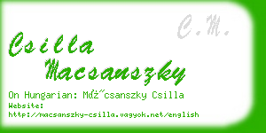 csilla macsanszky business card